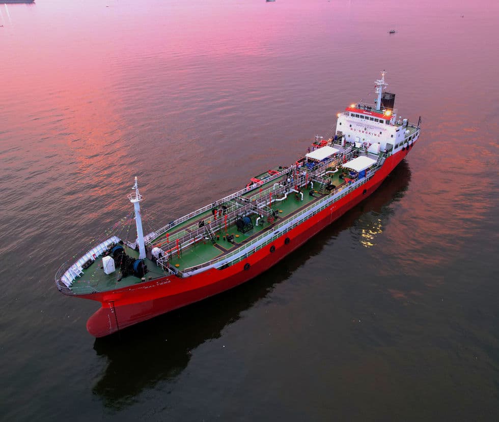 Aerial view of a Phil National Lines chemical tanker operating in Philippine waters